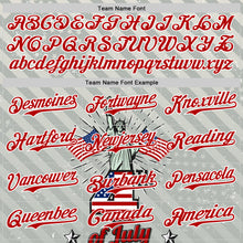 Load image into Gallery viewer, Custom Gray Red-White 3D Patriotic American Flag And Statue of Liberty Authentic Baseball Jersey
