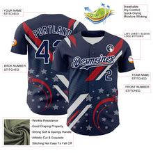 Load image into Gallery viewer, Custom Navy Red-White 3D Patriotic American Flag Authentic Baseball Jersey
