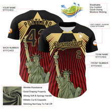 Load image into Gallery viewer, Custom Black Red-Old Gold 3D Pattern Design Patriotic American Symbol Statue of Liberty Authentic Baseball Jersey
