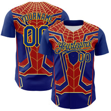 Load image into Gallery viewer, Custom Royal Yellow 3D Pattern Design Superhero Spiderman Authentic Baseball Jersey
