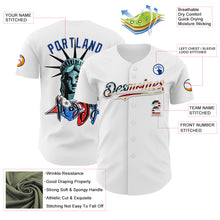 Load image into Gallery viewer, Custom White Vintage USA Flag-Royal 3D Patriotic Statue of Liberty Authentic Baseball Jersey

