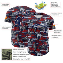 Load image into Gallery viewer, Custom Navy White 3D Pattern Design Patriotic American Spirit Rodeo Cowboy Authentic Baseball Jersey
