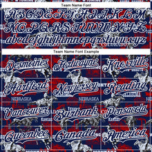 Load image into Gallery viewer, Custom Navy White 3D Pattern Design Patriotic American Spirit Rodeo Cowboy Authentic Baseball Jersey
