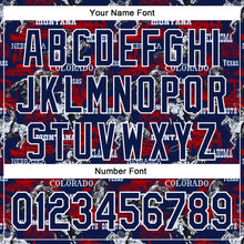 Load image into Gallery viewer, Custom Navy White 3D Pattern Design Patriotic American Spirit Rodeo Cowboy Authentic Baseball Jersey
