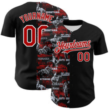 Load image into Gallery viewer, Custom Black Red-White 3D Pattern Design Patriotic American Spirit Rodeo Cowboy Authentic Baseball Jersey
