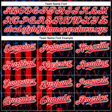 Load image into Gallery viewer, Custom Black Thunder Blue Fire Red-White 3D Patriotic American Flag Authentic Baseball Jersey
