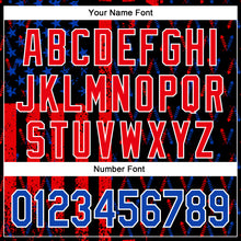 Load image into Gallery viewer, Custom Black Thunder Blue Fire Red-White 3D Patriotic American Flag Authentic Baseball Jersey
