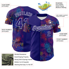 Load image into Gallery viewer, Custom Dark Purple White 3D Pattern Design Patriotic American Spirit Firework Authentic Baseball Jersey

