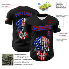 Load image into Gallery viewer, Custom Black Thunder Blue-Red 3D Patriotic Skull American Flag Authentic Baseball Jersey
