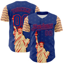 Load image into Gallery viewer, Custom Royal Fire Red-Cream 3D Pattern Design Patriotic American Symbol Statue of Liberty Authentic Baseball Jersey
