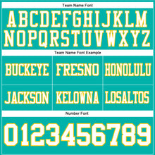 Load image into Gallery viewer, Custom Aqua White-Yellow Authentic Football Jersey
