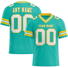 Load image into Gallery viewer, Custom Aqua White-Yellow Authentic Football Jersey
