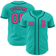 Load image into Gallery viewer, Custom Aqua Pink-Black Authentic Baseball Jersey
