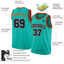 Load image into Gallery viewer, Custom Aqua Navy-Orange Authentic Basketball Jersey
