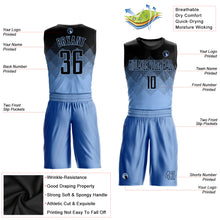 Load image into Gallery viewer, Custom Light Blue Black Round Neck Sublimation Basketball Suit Jersey
