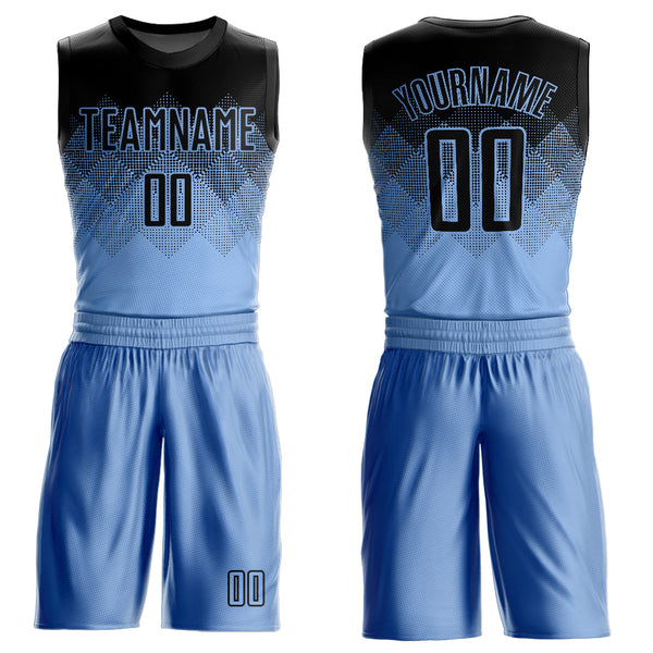 Blue Personalized Basketball Jerseys Custom City Night View Men T