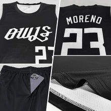 Load image into Gallery viewer, Custom Black White Round Neck Suit Basketball Jersey
