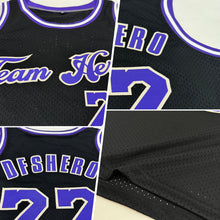 Load image into Gallery viewer, Custom Black Purple-Cream Authentic Throwback Basketball Jersey
