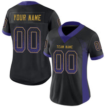 Load image into Gallery viewer, Custom Black Purple-Old Gold Drift Fashion Football Jersey
