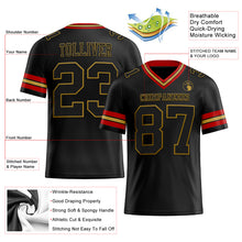 Load image into Gallery viewer, Custom Black Old Gold-Red Mesh Authentic Football Jersey

