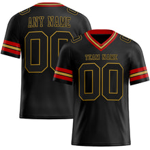 Load image into Gallery viewer, Custom Black Old Gold-Red Mesh Authentic Football Jersey
