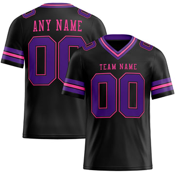 Custom Black Purple-Pink Mesh Authentic Football Jersey