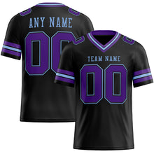 Load image into Gallery viewer, Custom Black Purple-Light Blue Mesh Authentic Football Jersey
