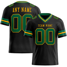 Load image into Gallery viewer, Custom Black Kelly Green-Gold Mesh Authentic Football Jersey
