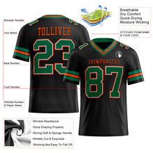 Load image into Gallery viewer, Custom Black Kelly Green-Orange Mesh Authentic Football Jersey
