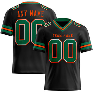 Custom Black Kelly Green-Orange Mesh Authentic Football Jersey