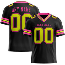 Load image into Gallery viewer, Custom Black Neon Yellow-Pink Mesh Authentic Football Jersey
