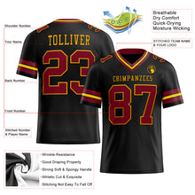 Load image into Gallery viewer, Custom Black Crimson-Gold Mesh Authentic Football Jersey
