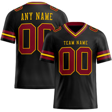 Load image into Gallery viewer, Custom Black Crimson-Gold Mesh Authentic Football Jersey
