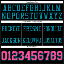 Load image into Gallery viewer, Custom Black Pink-Teal Mesh Authentic Football Jersey
