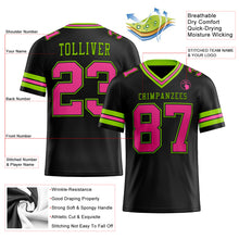 Load image into Gallery viewer, Custom Black Pink-Neon Green Authentic Football Jersey
