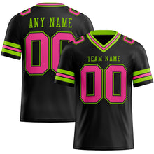 Load image into Gallery viewer, Custom Black Pink-Neon Green Authentic Football Jersey
