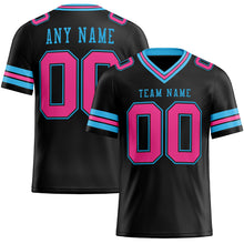 Load image into Gallery viewer, Custom Black Pink-Sky Blue Mesh Authentic Football Jersey
