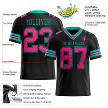 Load image into Gallery viewer, Custom Black Pink-Aqua Authentic Football Jersey
