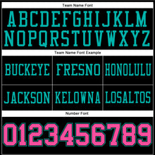 Load image into Gallery viewer, Custom Black Pink-Aqua Authentic Football Jersey
