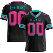 Load image into Gallery viewer, Custom Black Pink-Aqua Mesh Authentic Football Jersey
