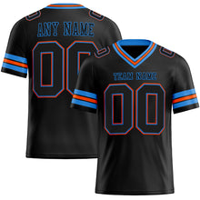 Load image into Gallery viewer, Custom Black Electric Blue-Orange Mesh Authentic Football Jersey
