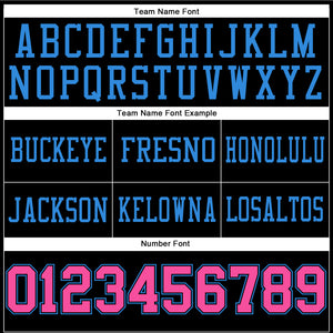 Custom Black Pink-Powder Blue Authentic Football Jersey