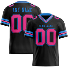 Load image into Gallery viewer, Custom Black Pink-Electric Blue Mesh Authentic Football Jersey
