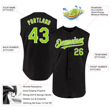 Load image into Gallery viewer, Custom Black Neon Green-White Authentic Sleeveless Baseball Jersey
