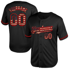 Load image into Gallery viewer, Custom Black Vintage USA Flag-Red Mesh Authentic Throwback Baseball Jersey
