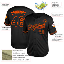 Load image into Gallery viewer, Custom Black Orange Mesh Authentic Throwback Baseball Jersey
