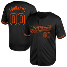 Load image into Gallery viewer, Custom Black Orange Mesh Authentic Throwback Baseball Jersey
