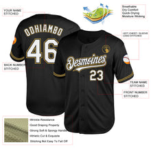 Load image into Gallery viewer, Custom Black White-Old Gold Mesh Authentic Throwback Baseball Jersey
