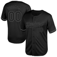 Load image into Gallery viewer, Custom Black Steel Gray Mesh Authentic Throwback Baseball Jersey
