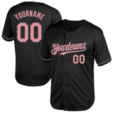 Load image into Gallery viewer, Custom Black Medium Pink-Steel Gray Mesh Authentic Throwback Baseball Jersey
